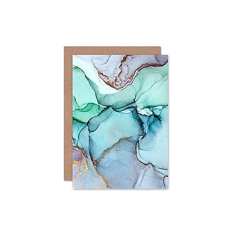 Wee Blue Coo Abstract Paint With Cool Colours Greeting Card