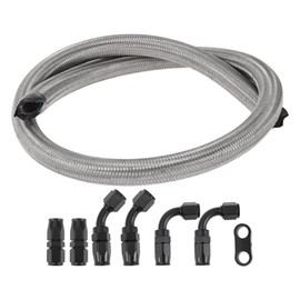 TUCKBOLD AN-10 Fuel Line Kit 3ft Vacuum Hose Automotive Fuel Hose Adapter 90 Degree Adapter 45 Degree Adapter 1 Set CPE Stainless Steel Braiding