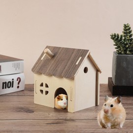 SUSOYAOCHEN Hamster Wood House Hamster Hideout Small Animal Castle Habitat for Hamster, Gerbils Other Similar Size Animals (Only for Small Hamster)