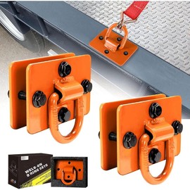1/2" D Rings for Trailers Heavy Duty Trailer Tie Down Rings,Max 12,000 Lbs,Includes All Mounting Hardware, Forged Steel Bolt on D Ring,Large Trailer Tie Down Anchor Points 2 Pack Black - Colour: orange