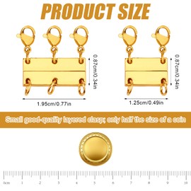 Magnetic Necklace Clasp, Multi Necklace Separator for Layering Shiny Fashionable Necklace Layering Clasp for Stackable Necklaces and Chains for Necklace Layered Look (Gold)