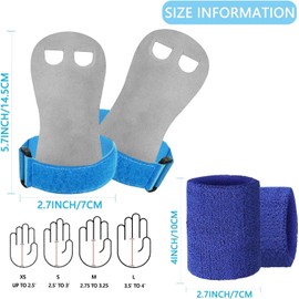 FINGER TEN Sports Gloves Children's Gymnastics Gloves Girls Youth Horizontal Gloves Grips Gymnastics Grips 2 Pairs with Bracelets, Gymnastics Bar Grips Palm Protection for Fitness (Blue, L)