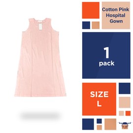 EZGOODZ Pink Cotton Patient Gown, Large. Pack of 1 Hospital Gowns for Women. 100% Cotton Cloth Breathable Hospital Patient Gowns for Women. Machine-Washable Hospital Patient Clothing