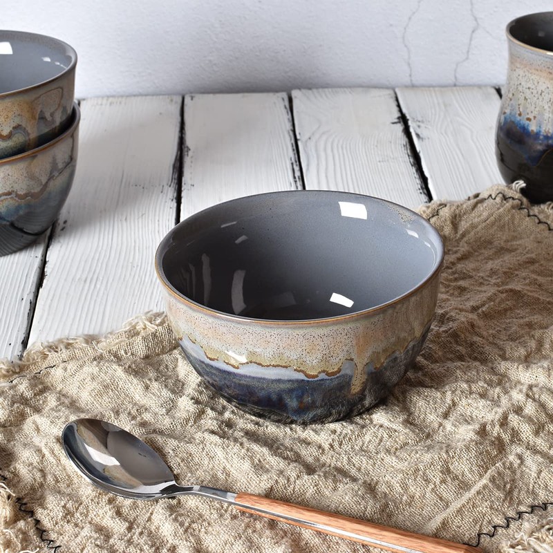 Bosmarlin Stoneware Cereal Bowls Set of 4, 26 Oz, Soup