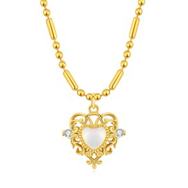 MQV Boho Surfer Beach Siren Necklace White Heart Jewelry Princess Necklace for Her Sirencore Aesthetic Jewelry Layering Summer Necklace Vintage Inspired Jewelry