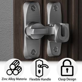 Sliding gate Lock,90/180 Degree flip Sliding barn Door Lock,Security Door Latch,Small gate latches for barn,Garden,Bathroom,Outdoor,Garage,Window,Sliding Door(Grey)