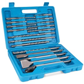 Syizyen 17pcs SDS Plus Concrete Masonry Drill Bits and Chisels Set with Storage Case, Carbide-Tipped Drill Bit Set for Concrete, Stone, Brick