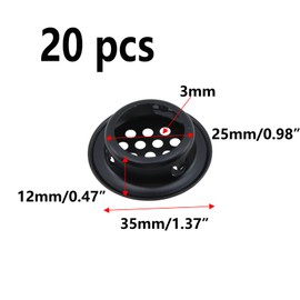 Semetall Air Vents 20 Pack 25mm(1") Stainless Steel Circular Soffit Vent Round Vent Mesh Hole Louver for Kitchen/Bathroom/Cabinet/Wardrobe/Shoebox (Black)