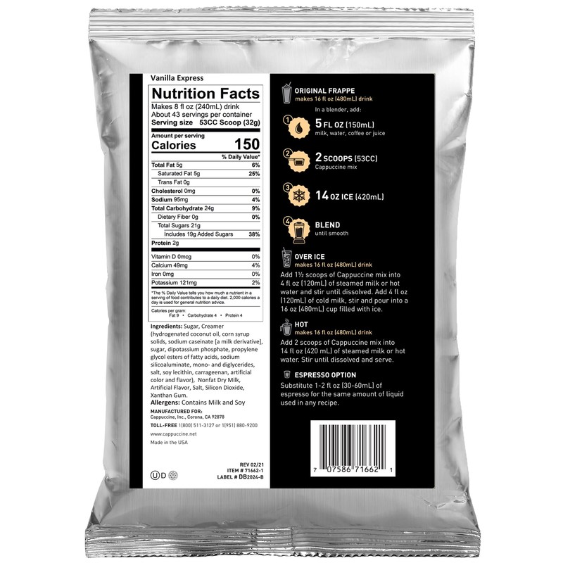 Cappuccine Vanilla Express Frappe Mix, 3 Pound (Pack of 1)