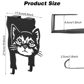 mekueeex 2 pcs Over The Door Hangers, Strong Metal Hooks, No-Tools Compact Design Rust-Free Black Coating Over The Door Hanger Hooks Cat Stuff for Home Office Storage, Cat Decor Gifts for Cat Lovers