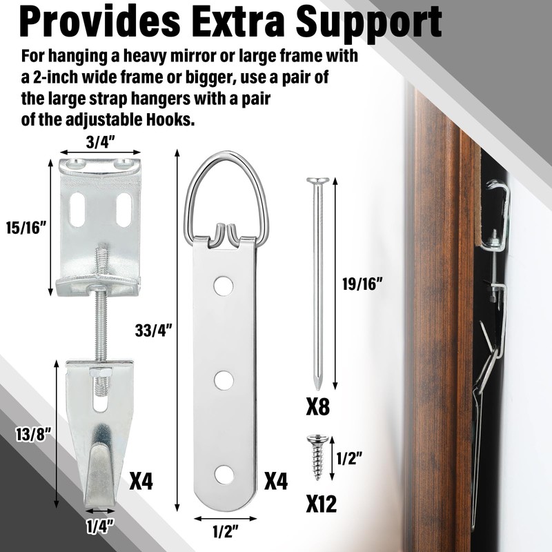 Blulu Mirror Hanging Kit with Hangers and Leveling Hardware Adjustable