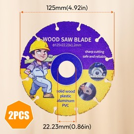 2 Pieces Cutting Discs 125 mm Angle Grinder Professional, Carbide Saw Blade for Angle Grinder Wood, Wood, Plywood, Rubber, Plastics, for Woodworking (125 mm, 2)