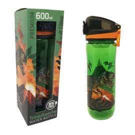 Theonoi Auslaufsichere Schlanke Wasserflasche Trinkflasche Sportflasche Flasche für Kinder mit Fruchtsieb BPA-frei, 600ml für Schule, Spielplatz Sport Outdoor (Dinosaurier Dino)