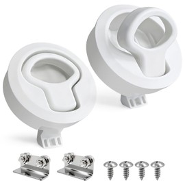 LENKRAD Slam Latch for RV Cabinets,Boat Flush Pull Door Latch Fits 2'' Hole,Plastic Hatch Handle Ldeal for 1-12mm Door Thickness | Secure RV Latches Lock for Caravan Camper Trailer | Pack of 2-White