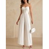 winkbay Women's Strapless Pleated Jumpsuits High Waisted Wide Leg Elegant