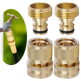 Uni-Fine Garden Hose Quick Connector Brass Quick Hose End Connector Garden Hose Nozzle Connect Kit for Kitchen Garden Outdoor Hose Pipe Tool