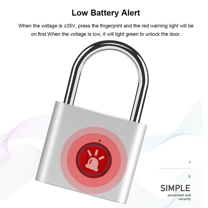 Fingerprint Padlock with USB Charging Ultra-Light Intelligent Safety Electronic Lock