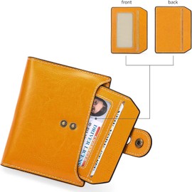 Ladies Purse, RFID Blocking Large Capacity Leather Women's Wallet with Multiple Card Slots and Zipper Coin Purse (Yellow, One Size)