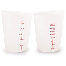 Hedume Set of 4 Silicone Flexible Measuring Cups with Marking, 2 Pack 8 Ounces(1-cup) and 2 Pack 16 Ounces(2-cup) Squeeze and Pour Silicone Measuring Cup Set