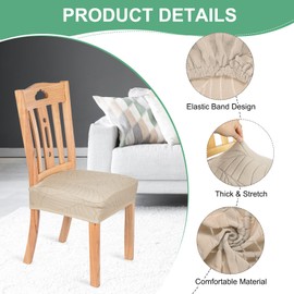 M METERXITY 4-Pack Waterproof Dining Chair Covers, Stretch Jacquard Dining Room Seat Cover for Kitchen/Home/Banquet, Removable Washable Chairs Cushion Slipcovers Protector [Gray]