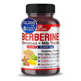 Ultra Herbs Berberina + Cardo Mariano + Canela Hecho En Usa 150 Capsulas