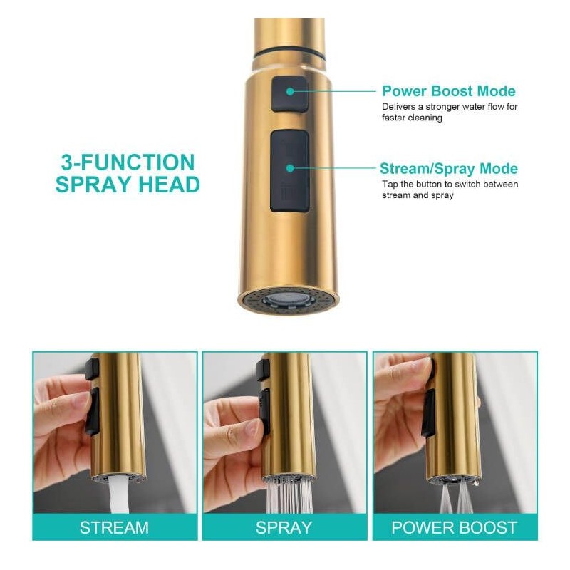 Brushed Gold Kitchen Faucet, Single Handle Gold Kitchen Sink Faucet