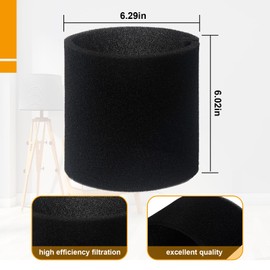 Filter Replacement 90585 Foam Sleeve for Shop Vac Wet Dry Vacuums 90304 90350 90333，VF2002 Reusable Dry Vac 9010700 Filter, Fits Most 5 Gallon Up Wet Dry Vacuum Cleaners