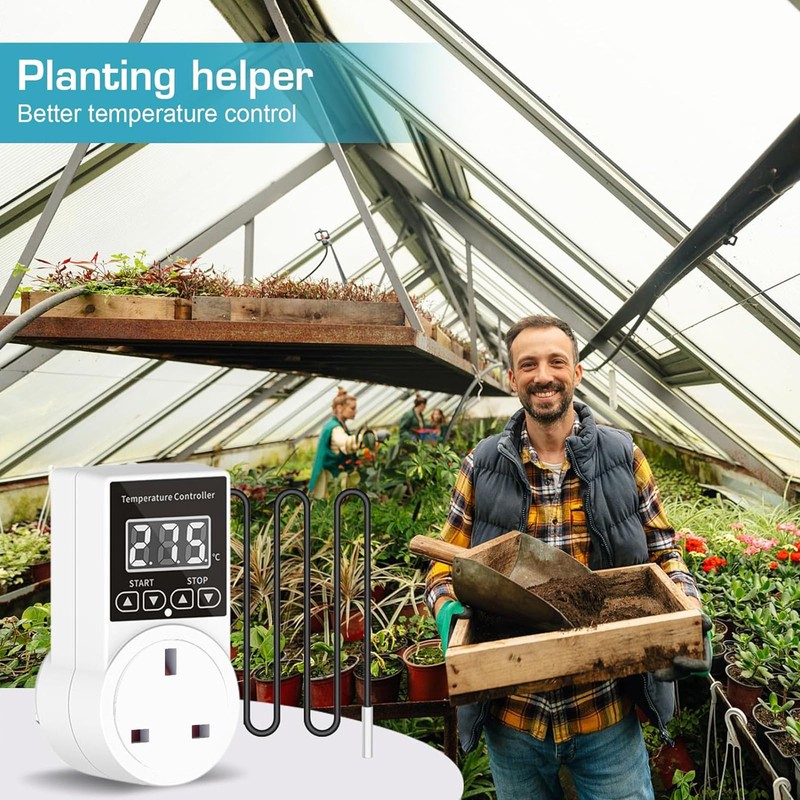 XIEHUZA Digital Thermostat Plug Socket, LCD Screen Temperature Controller with