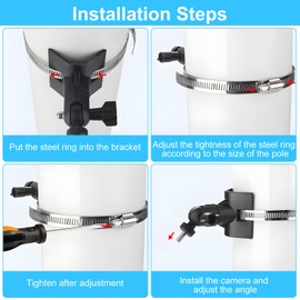 Camera Mount for Blink Outdoor Camera Flexible Camera Pole Mounting Bracket, Camera Pole Mounting Bracket Wall Mount, Adjustable Drain Steel Tube Home Security System Mounting Bracket