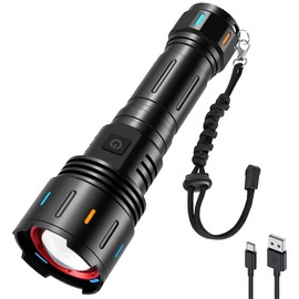 APLOS F60 Zoom Rechargeable , 6000 Lumens Super Bright LED , 5 Modes Zoomable Waterproof  Flash Lights Torch for Emergency, Outdoor flashlight long range
