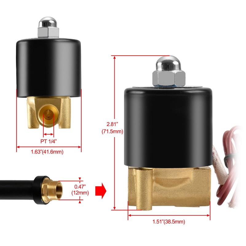 Heschen Brass Electric Solenoid Valve 1/4 Inch DC 24V Direct