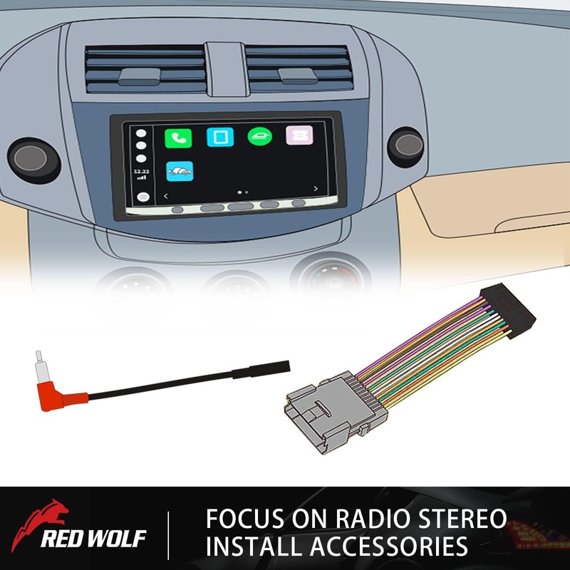 RED WOLF Car Radio ISO Wiring Harness Compatible with Toyota