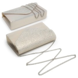 Dasein Women Satin Evening Bag Rhinestone Clutch Purse Wedding Prom Purse Formal Cocktail Party Handbag (Champagne)