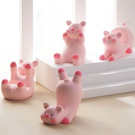Yitengteng Pig Phone Stand Pink Desk Cellphone Stand Cute Pig Office Decor Accessories Business Card Holder Glasses Holder for Birthday (2 Cute Pig)