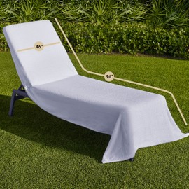 Boca Terry Lounge Chair Towel Cover, 100% Cotton Chaise Lounge Towels for Pool or Beach Chair - Elastic Top