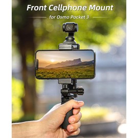 EUGOOCX Phone Clip Holder for DJI OSMO Pocket 3, Black, 1/4 Screw Adapter Compatible with Pocket 3 Camera & Tripods