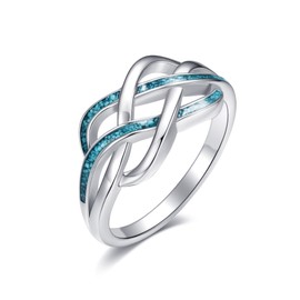 Celtic Knot Rings 925 Sterling Silver Twisted Knot Turquoise Ring Infinity Celtic Turquoise Jewellery Gifts for Women, 7, Precious metal