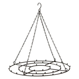 Spetebo Decorative Hanging Wreath - Diameter 33 cm / Black - with Chain for Hanging - Ceiling Hanger Metal Wreath Ceiling Wreath for Decorating