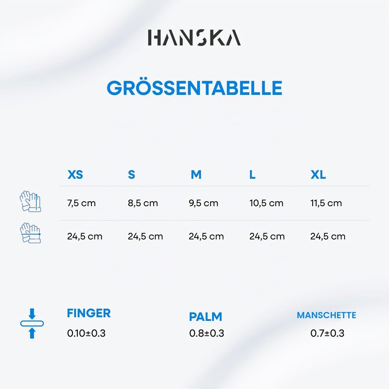HANSKA Disposable Nitrile Gloves, Blue, Powder-Free, Insert and Bet, Ambidextrous,