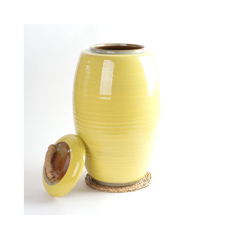 Son Story Buncheong Yellow Plain Rice Jar 20kg Rice Jar