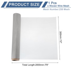 sourcing map 250 Mesh 79" x 12" Woven Wire Mesh, 304 Stainless Steel Air Vent Filter Screen, Window Screen Mesh for DIY Projects Vents Cover Filtration Animals Fence