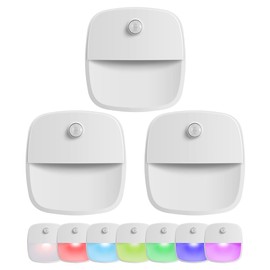 AMIR Newest Motion Sensor Light, Under Cabinet Lighting with Remote,Timer, 9 Lighting Modes RGB Lights, LED Lights Battery Operated, Safe Lights for Pantry, Bedroom, Hallway (Colorful Light-3 Pack)