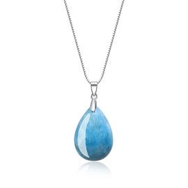 COAI Collar de plata de ley 925 con vidrio curativo de lágrima, Piedra, azul