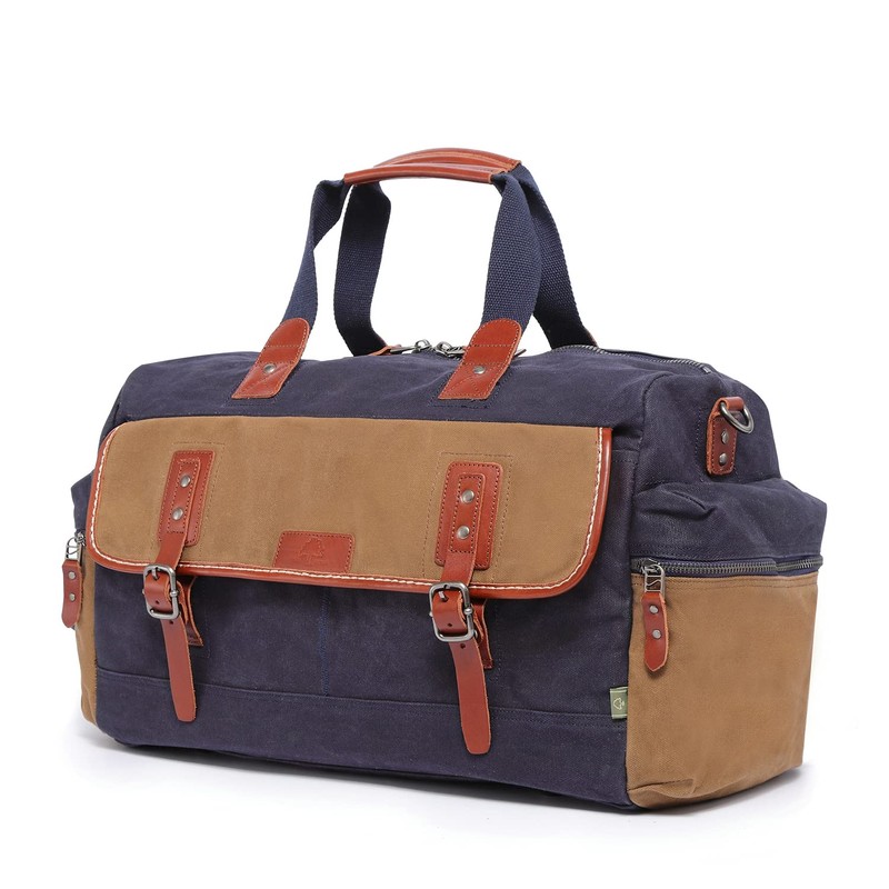 TSD Brand Stone Creek Waxed Canvas Duffel Bag (Navy)