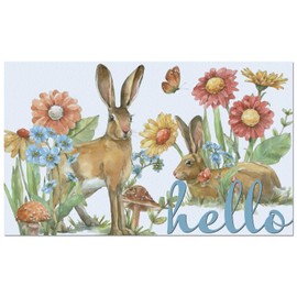 Counterart Garden Bunnies Indoor/Outdoor Entryway Floor Mat Manufactured in The USA Low Profile, Protective Non-Skid Rubber Backing, Easy to Clean 29.5" by 17.75"