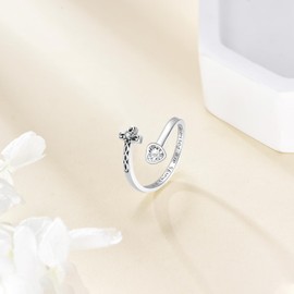 Cross Ring Sterling Silver Cross Fith Cubic Zirconia Adjustable Ring Christian Jewellery Gift for Women