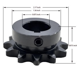 Saelno #40 Roller Chain Sprocket Type B 7/8 inch Bore 12 Tooth, Hardened Antirust 1045 Steel Drive Sprockets 40B12-7/8