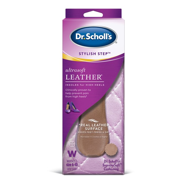 Dr. Scholl's Ultrasoft Leather Insoles for High Heels (Women's 6-10) // Relief of High Heel Pain plus a Real Leather Surface