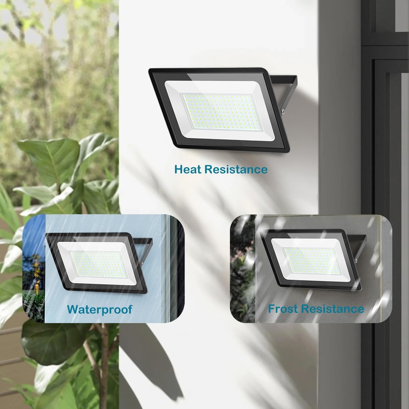 Sunkkes 150W LED Flood Light Outdoor 3 Pack, IP66 Waterproof,
