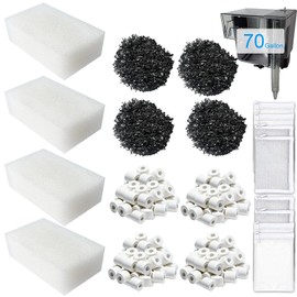 Aolleteau 4 Set Three-Stage Filtration Maintenance Kit, Replacement for AquaClear 70 Power Filter - Bio Foam, Activated Carbon & Ceramic Rings for 40-to-70-Gallon Aquariums